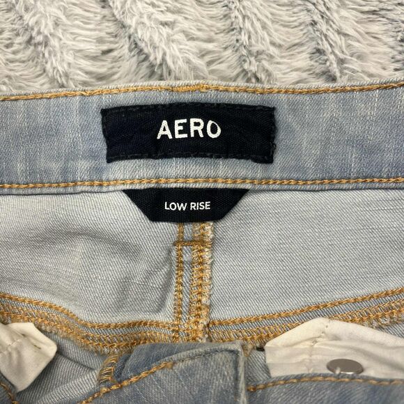 AERO Jeans Womens 6 Skinny Mid Rise Blue Distressed Stretch Denim Festival - Picture 4 of 9